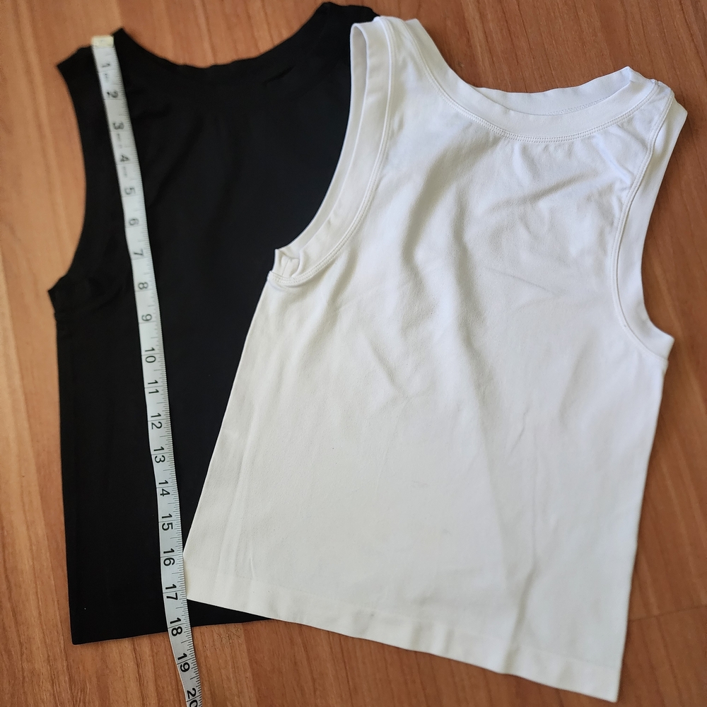 Aura Black Ribbed Tank Top with White Logo Print - Picture 2 of 8